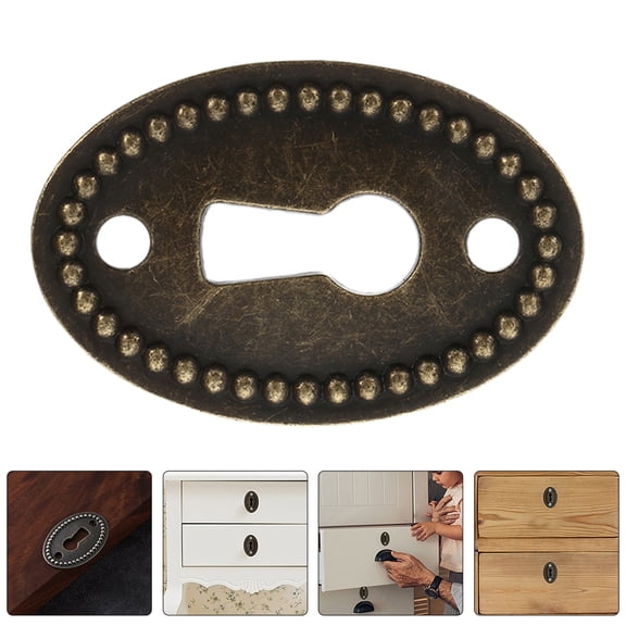 OHOIOLLA 12Pcs Oval Zinc Alloy Keyhole Insert Plates for Antique Decor Retro Design Furniture