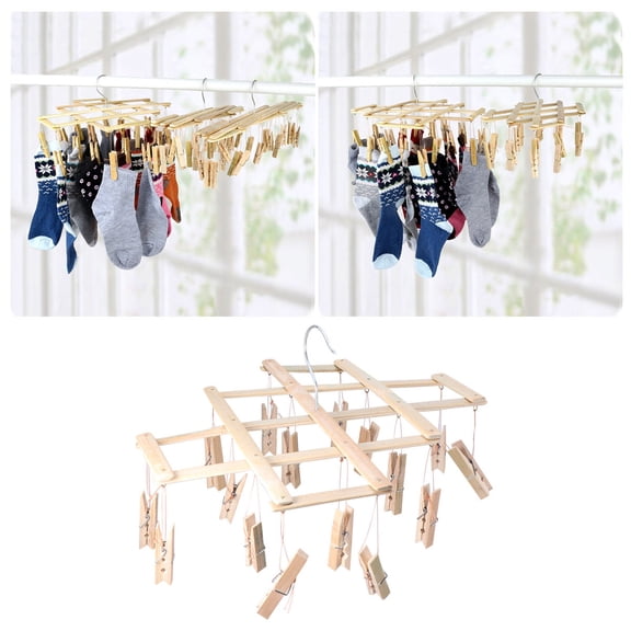 OHOIOLLA 1Pcs Drying Rack Drying Rack 16 Pegs Design 17.3*7.1in Bamboo and Stainless Steel Homeowners