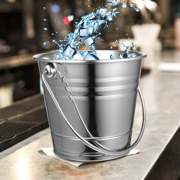 OHOIOLLA 1Pcs Large Capacity Ice Bucket Classic Design for Beach Party Silver 12.0*5.3*4.3in