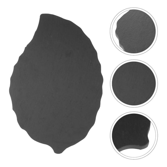 OHOIOLLA 1Pcs Plate for Food Serving Natural Stone Black Dinner Plates 11.8x7.9in