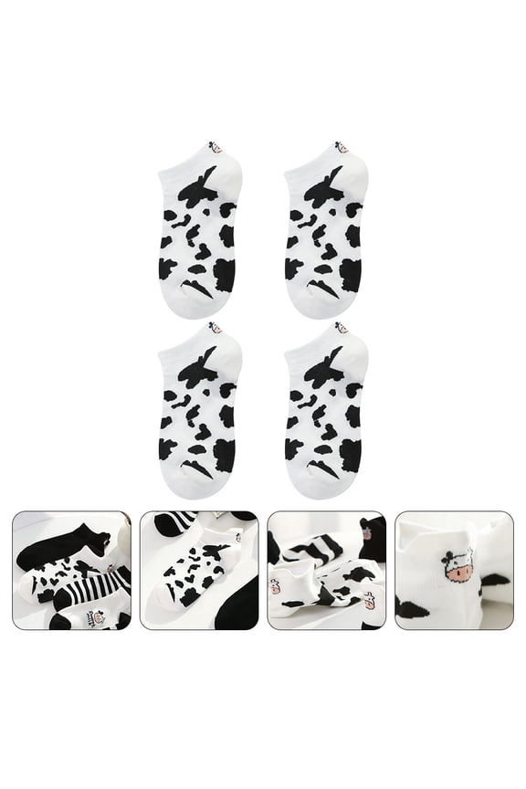 Casual Cow Ankle Socks for Women 2 Pairs 4.7x3.9in