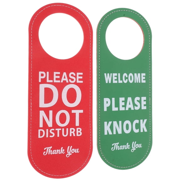 OHOIOLLA 2Pcs Please Knock Door Hanger Sign Clear English Text for Hotel and Office