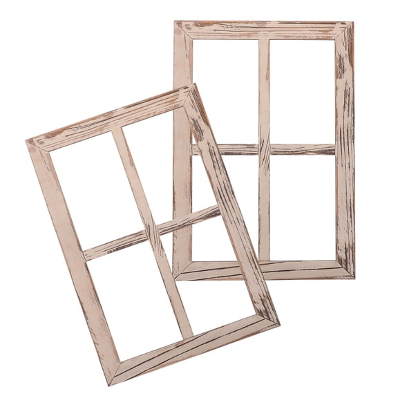 OHOIOLLA Wood Farmhouse Style Faux Window Frame Wall Decor with Photo Display 2 Pack