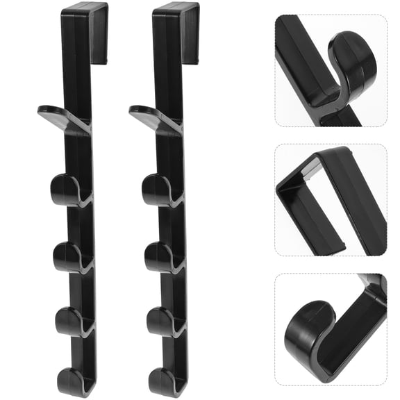 OHOIOLLA Nordic Coat Hooks Black ABS Over The Door Hanger for Clothes 2Pcs