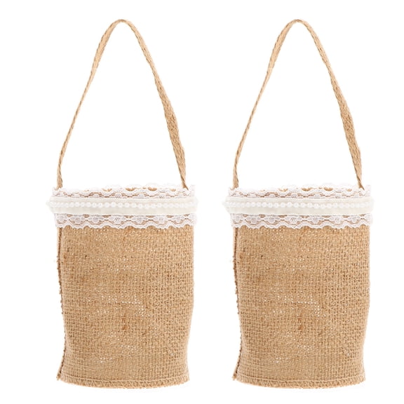 OHOIOLLA Burlap Flower Baskets Assorted Colors, Lightweight and Easy to Carry, 2Pcs