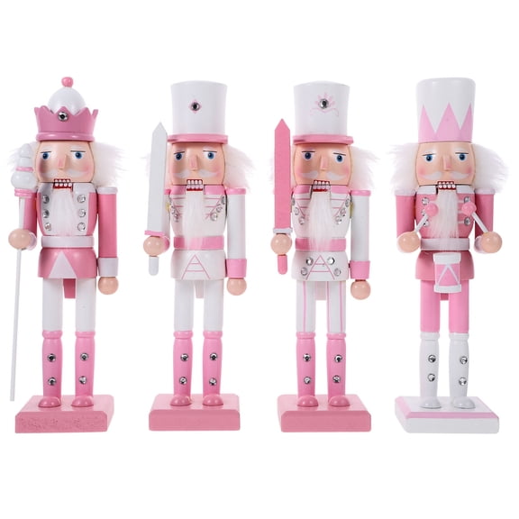 OHOIOLLA 4Pcs Nutcracker Puppet Wooden Christmas Decor for Desktop and Office