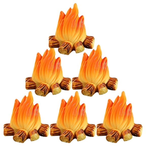 OHOIOLLA 6 Pcs Resin Fake Fire Model Decorations, Artificial Campfire Props for Camping Party Indoor Scene Display Decor