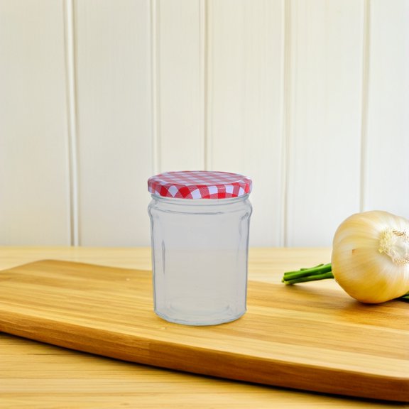 OHOIOLLA 6Pcs Wide Mouth Hexagon Glass Jars with Airtight Seal for Pickling Jam and Kitchen Storage
