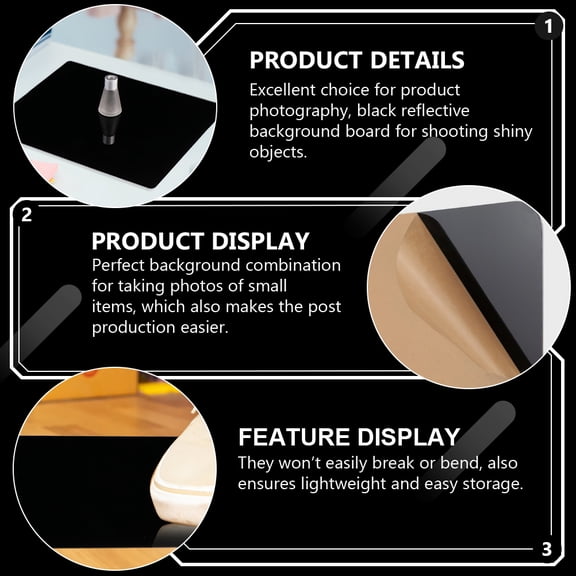 OHOIOLLA Acrylic Reflective Background Board for Photography and Display