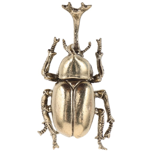 OHOIOLLA Antique Metal Beetle Figurine, Vintage Insect Statue Desk Ornament, Collectible Home Office Shelf Decor