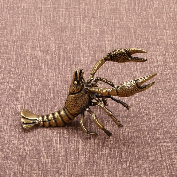 OHOIOLLA Crawfish Home Decor Lobster Figurine Small Brass Round Cut 9.4X2.0X1.6In 1Pcs