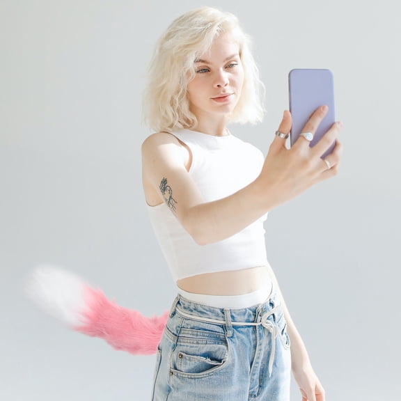 OHOIOLLA Pink Plush Fox Tail Accessory for Cosplay Soft and Comfortable