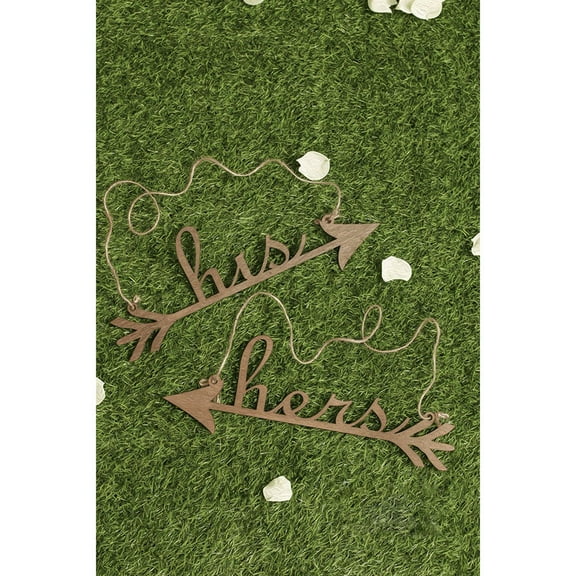 OHOIOLLA Nature Inspired 1 Set His and Hers Arrow Chair Signs Brown Wedding Home