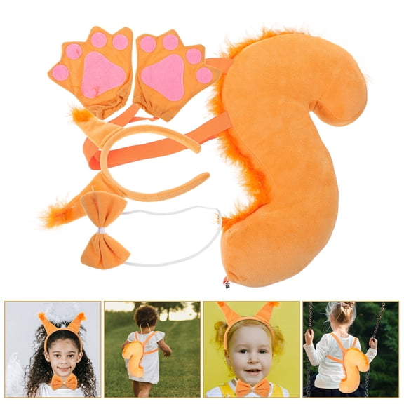 OHOIOLLA Orange Squirrel Cosplay Set Cute Ear Headband with Tail for Animal Parties