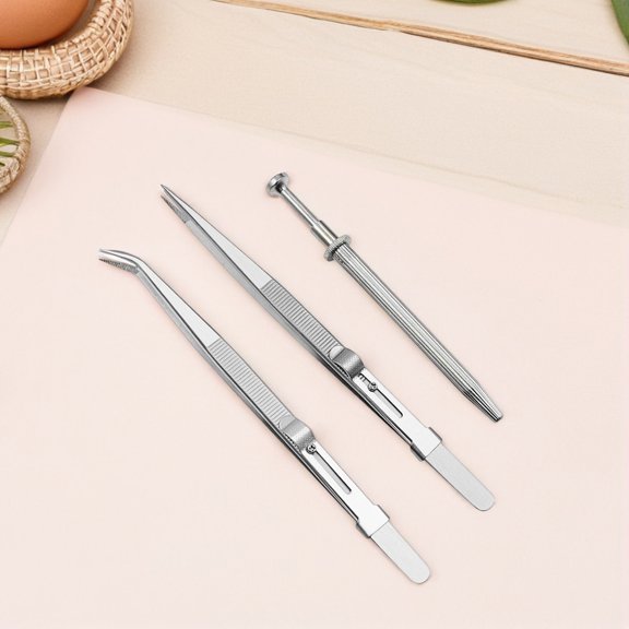OHOIOLLA Precision Tweezers Set Stainless Steel Locking Mechanism 1Set