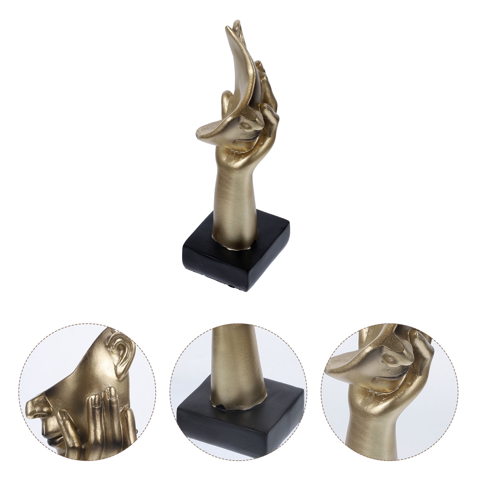 OHOIOLLA Resin Abstract Woman Face Figurine Unique Golden Sculpture for ...