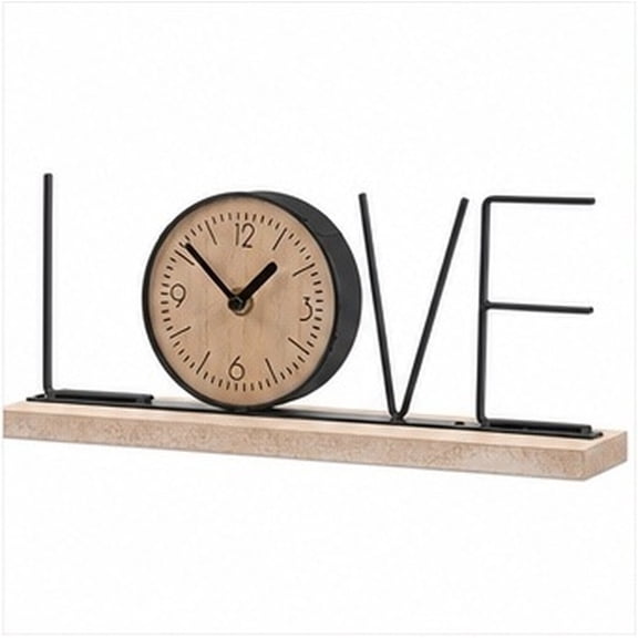 OHOIOLLA Retro Metal and Wood Mute Table Clock Decorative Desk Ornament in Multi Color