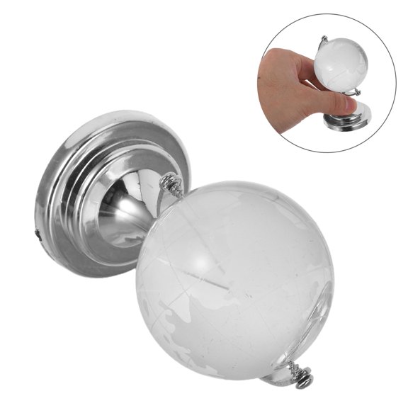 OHOIOLLA Small Round Globe Transparent Glass Ball with Stand Decorative Earth Globe for Desk