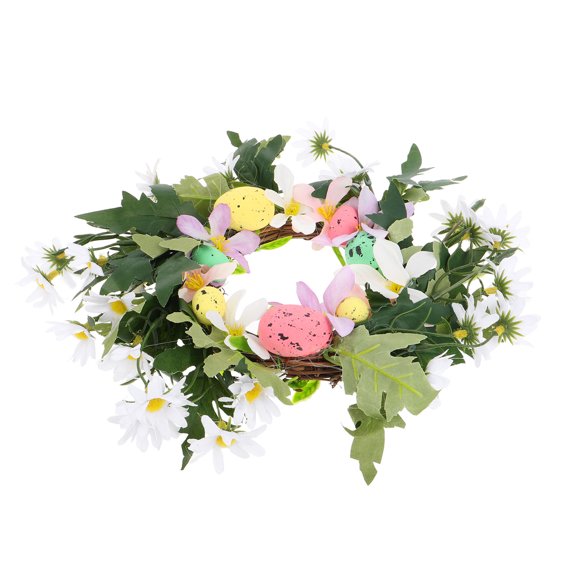 OHOIOLLA Assorted Color Spring Floral Easter Wreath with Artificial Eggs, Front Door Wall Hanging Indoor Outdoor Home Decor
