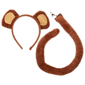 OHOIOLLA Tail Set Monkey Ear Headband for Photography Props with Brown Fabric 1 Set