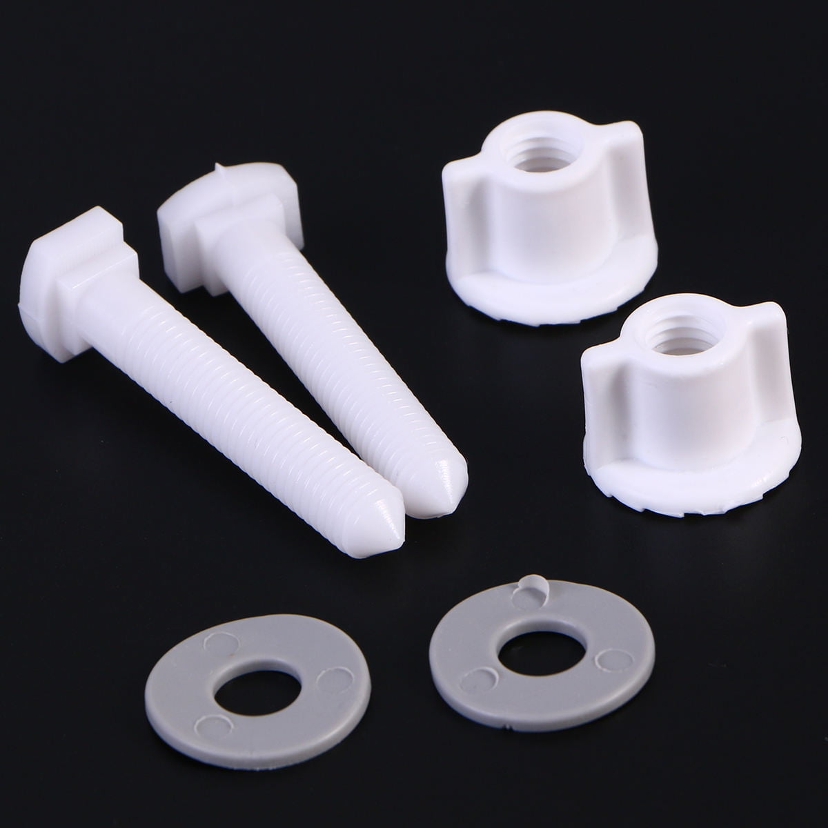 5 Pairs Toilet Seat Hinge Bolts - White Plastic Replacement Screws With Nuts & Washers - View #6