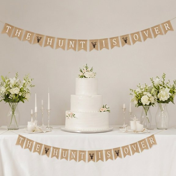 OHOIOLLA Wedding Decoration with Burlap Triangle Flags Pennant Garland for Rustic Theme 16 Flags