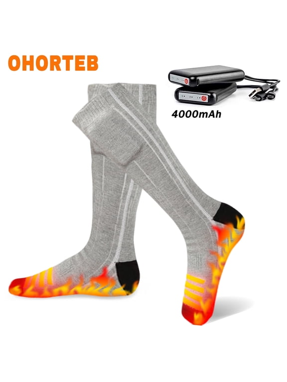 Heated Socks for Men Women 4000mAh Rechargeable Electric Heating Socks Warm Winter Thermal Socks for Skiing Hiking Camping Hunting