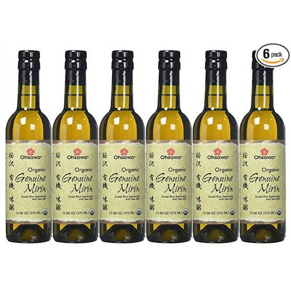 OHSAWA Genuine Mirin Sweet Rice Seasoning With Sea Salt Organic, 12.68 Fl Oz | Pack of 6