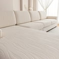 thumbnail image 1 of OHSIO Sectional Couch Covers, Wear Resistant Stretch Sofa Covers Washable Couch Cushion Covers Anti Slip Furniture Protector Slipcovers for Pets (1 Piece Armrest Cover, Ivory, Ripple Stripe), 1 of 7