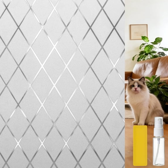 OHTMERU Window Privacy Film Decorative Window Film for Bathroom,Front Door,Home, Static Cling Stained Glass Sticker Opaque Heat Control UV Blocking Non Adhesive 17.5x78.7 inche