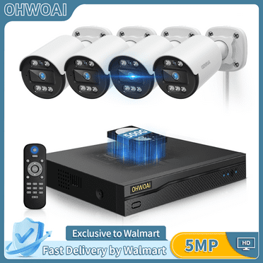 OHWOAI 5MP CCTV Security System Indoor/ Outdoor Wired,4 Channel DIY Camrea System with DVR