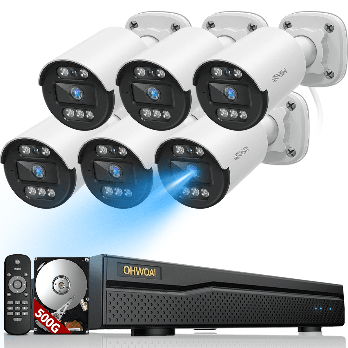 OHWOAI 5MP CCTV Security System Indoor/ Outdoor Wired,6 Channel DIY ...