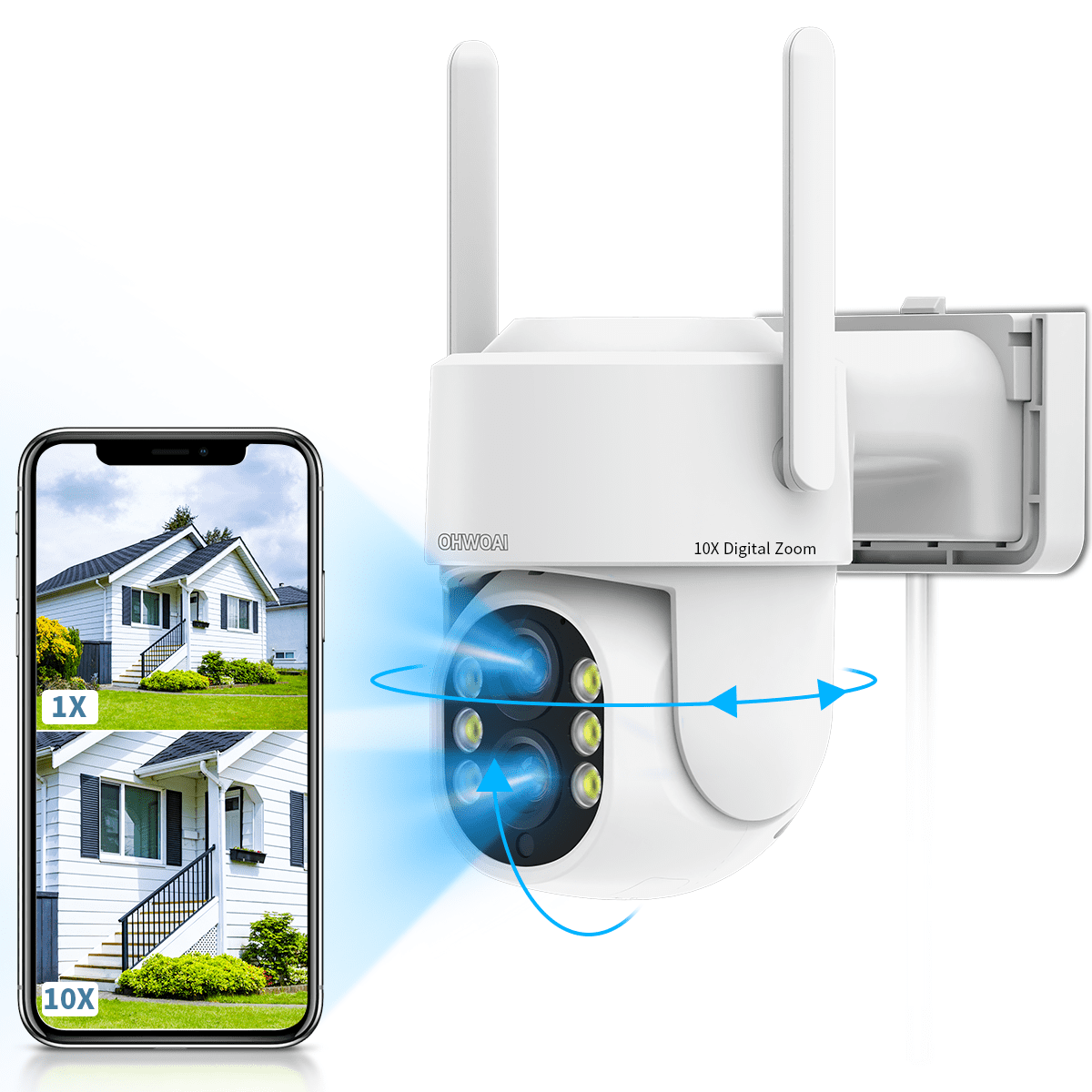 OHWOAI Dual Zoom Security Camera Outdoor,3MP WIFI Cameras for Home ...