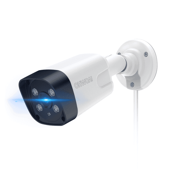 OHWOAI Add-on Camera for POE Security Camera System Outdoor, White Ethernet Outdoor IP Camera, Wired Surveillance Video Cameras, 4K POE Bullet Camera