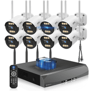 OHWOAI 3MP Wireless Security Camera System, 8 Cameras WiFi Indoor Outdoor, AI Detection, No Subscription
