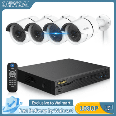 OHWOAI Wired Security Camera System 1080P, 4pcs Wired Home Security Cameras,100FT Super Night Vision