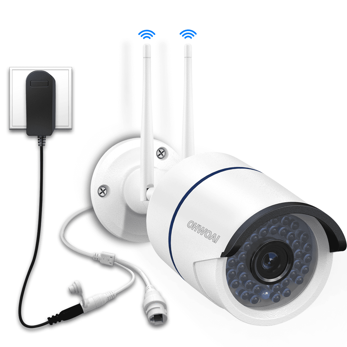 OHWOAI Wireless Security Camera Extend,3.0MP Ultra-HD Home Surveillance IR LED Camera Extend WiFi Kits,Indoor&Outdoor IP Camera with Weatherproof/Night Vision,Work