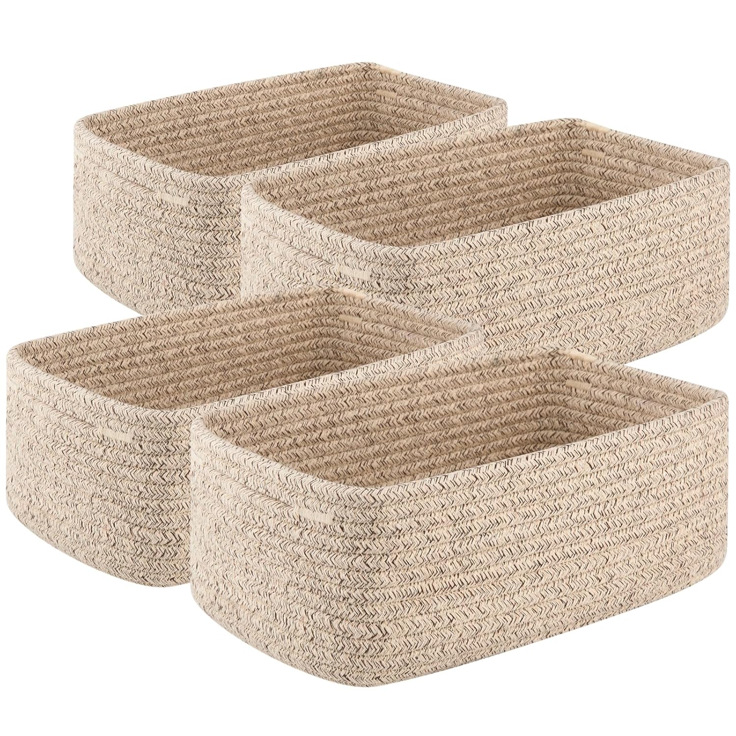 OIASKET 4 Pack Small Storage Shelf Baskets for Organizing, Mini Woven ...