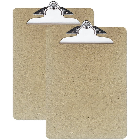 OIC 100% Recycled Hardboard Clipboards, Letter Size, 9" x 12 1/2", Brown, Pack Of 2