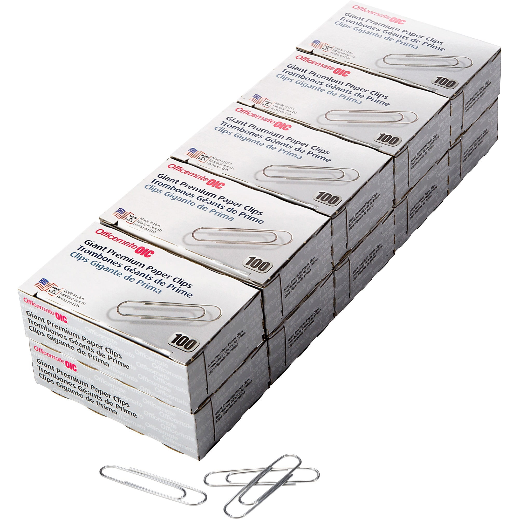 OIC Giant-size Paper Clips, 10 Boxes of 100