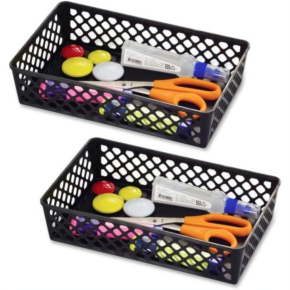 Officemate Supply Baskets - 2.4 Height x 10.1 Width x 6.1 Depth - Black  - Plastic