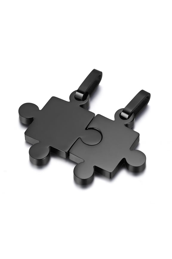 2pcs Stainless Steel Matching Puzzle Pendant Necklaces Set for Men Women
