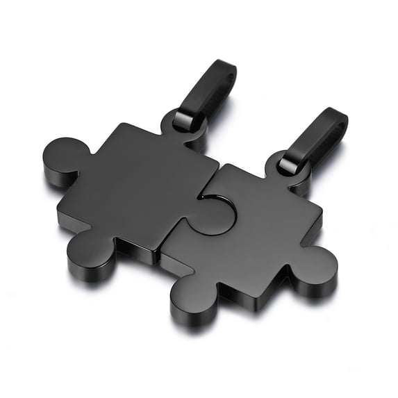 OIDEA 2pcs Stainless Steel Matching Puzzle Pendant Necklaces Set for Men Women