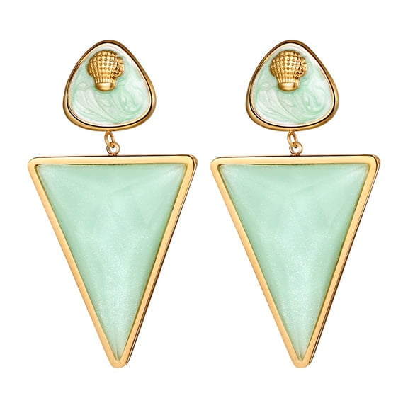 OIDEA Geometric Enamel Triangle Earrings for Women, Boho Preppy Stainless Steel Acrylic Shell Dangle Drop Earrings for Everyday Wear