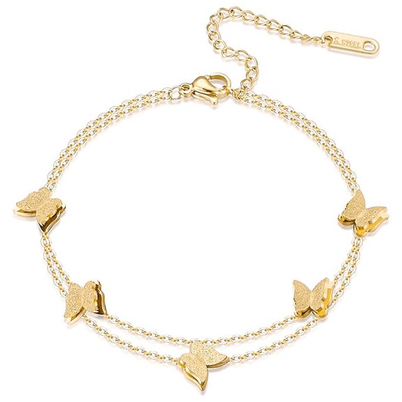 OIDEA Gold Butterfly Charm Bracelet for Women, Stainless Steel Dainty Link Chain Wristband Jewelry for Daily Wear or Party