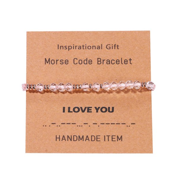 OIDEA Pink Morse Code Beads Bracelets Handmade Braided Rope for Women Girls Inspirational Gift - I LOVE YOU
