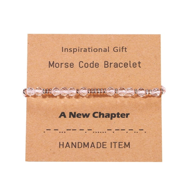 OIDEA Pink Morse Code Beads Bracelets Handmade Braided Rope for Women Girls Teen Friendship Inspirational Gifts - A New Chapter