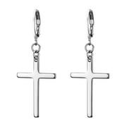 OIDEA Stainless Steel Cross Dangle Hoop Earrings, Religious Lords Prayer Drop Earrings