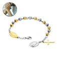 thumbnail image 1 of OIDEA Stainless Steel Cross Rosary Beads Bracelet Wristband for Men Women, Silver Gold, 1 of 6