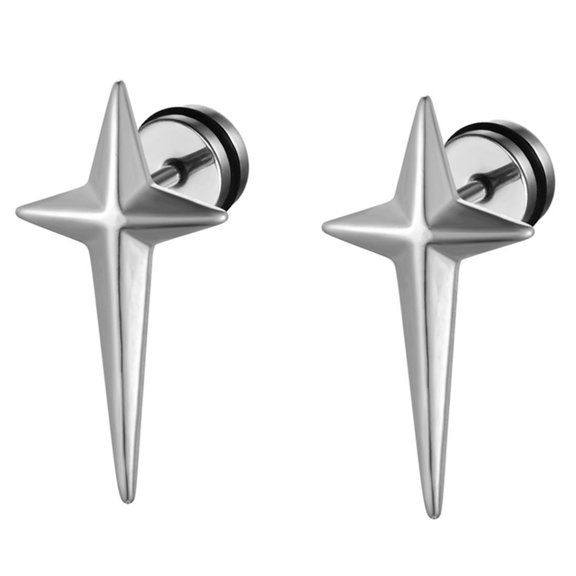 OIDEA Stainless Steel Cross Star Stud Earrings Piercing Screw Back Earrings for Men Women
